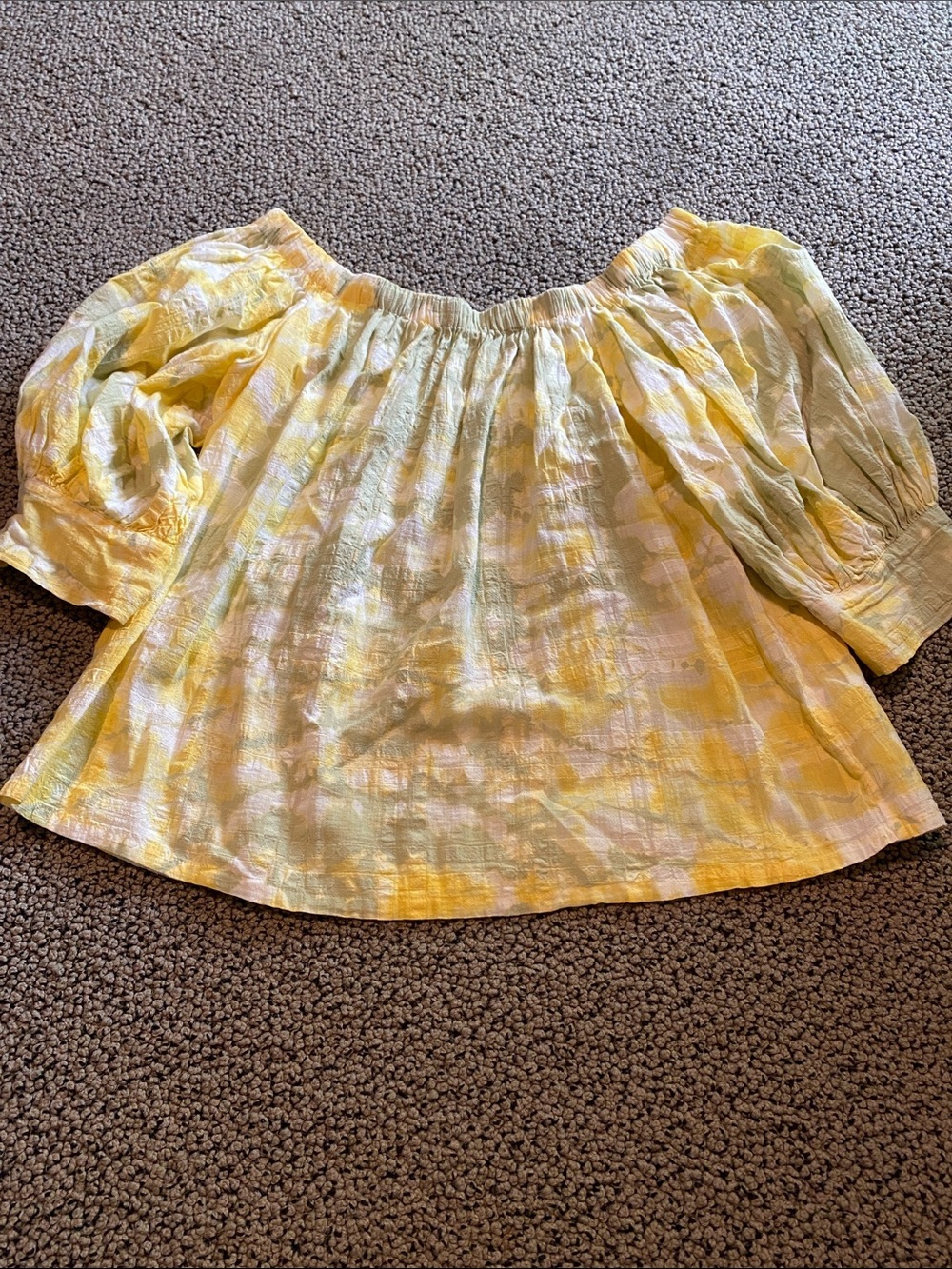 Yellow Off-Shoulder Puff Sleeve Blouse